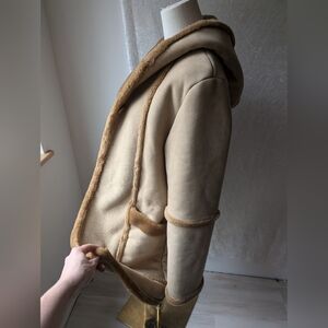 Liz Claiborne Faux Suede Camel Over Coat Heavy Weight